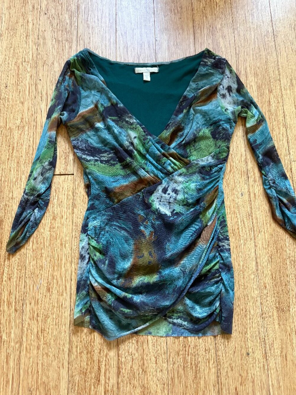 Y2K Vintage Green Mesh Artsy Sleeve Babydoll Top M Fairy Fairycore Goblin USA